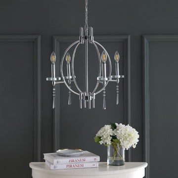 Laura 23" Crystal/Metal LED Chandelier - JONATHAN Y
